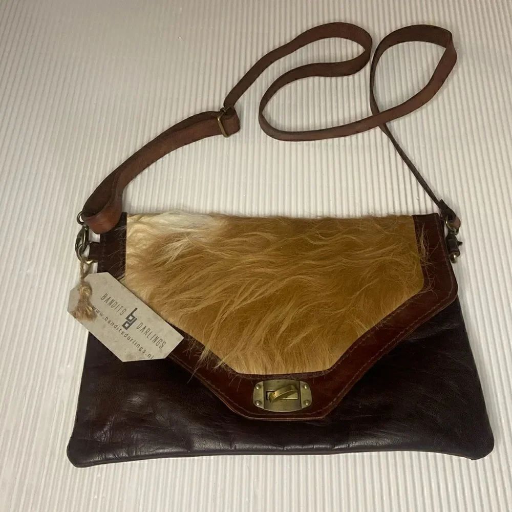 Leather Faux Fur cross body purse Western